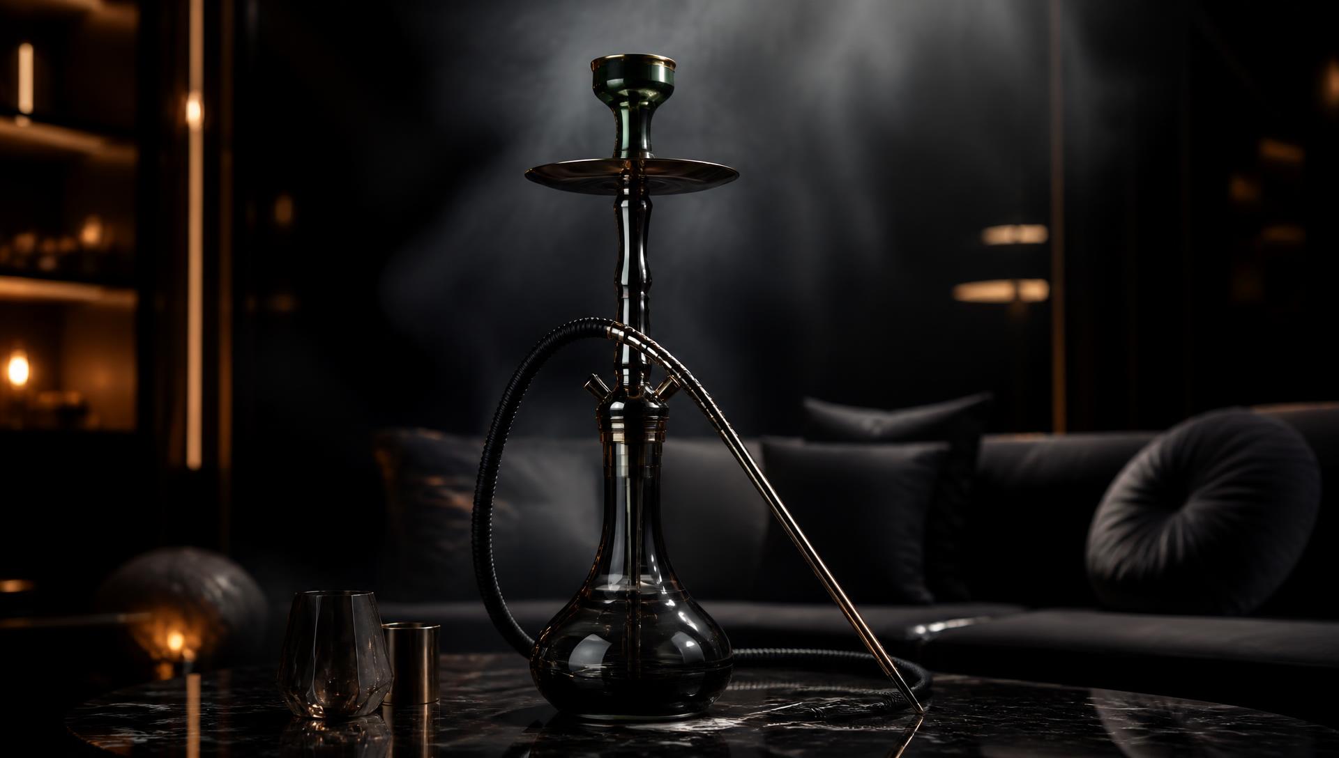 A LUX hookah in a dark luxury lounge